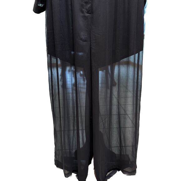 Nina Parker Womens Black Wide Leg Long Sleeve Button-Front Jumpsuit Plus 24W - Picture 5 of 12